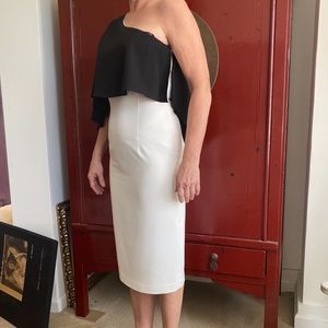 Black Halo Cape Dress (Black and White)